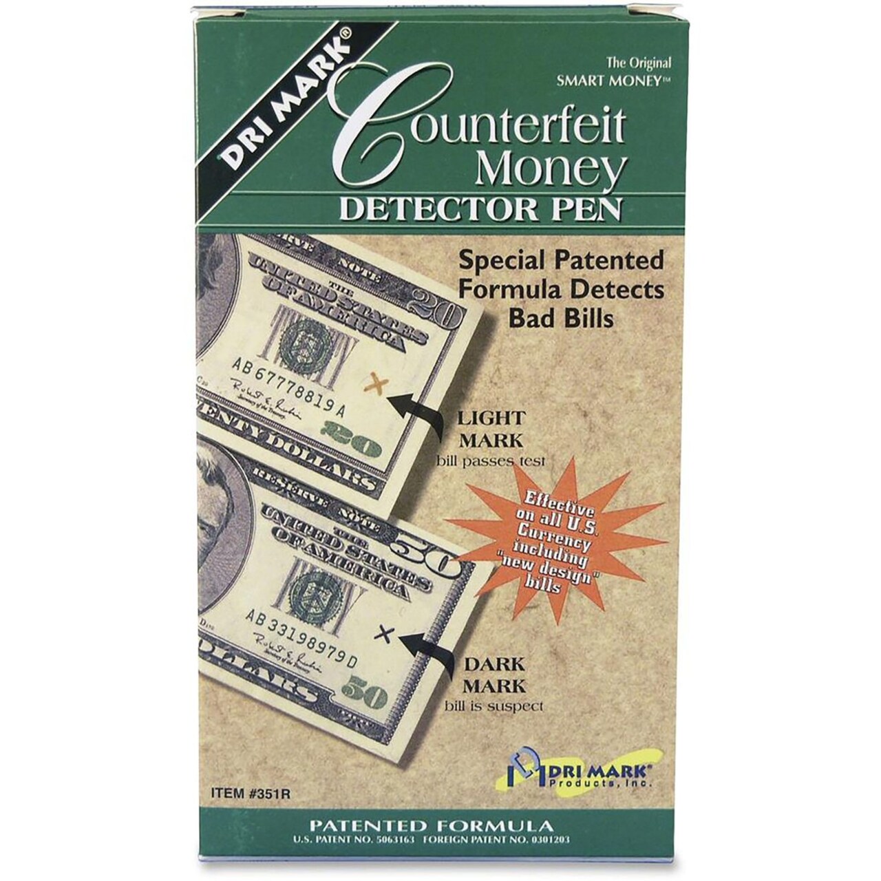 Dri Mark   Smart Money Counterfeit Bill Detector Pen - Chemical - Black - 1 Dozen